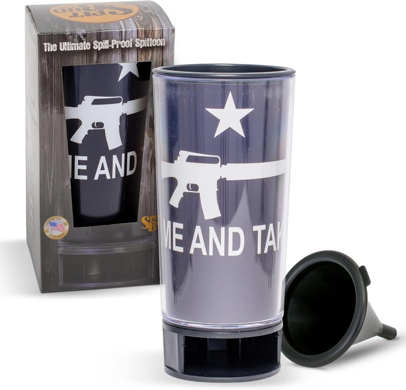 Spit Bud Come and Take it The Ultimate Spittoon for Chew - Portable Dip & Snuff Cup with Lid, Pop Tab, Spill-Proof Funnel, Can Cutter & Holder - Fit in Cup Holders - Holds 8oz - Made in USA - Image 1